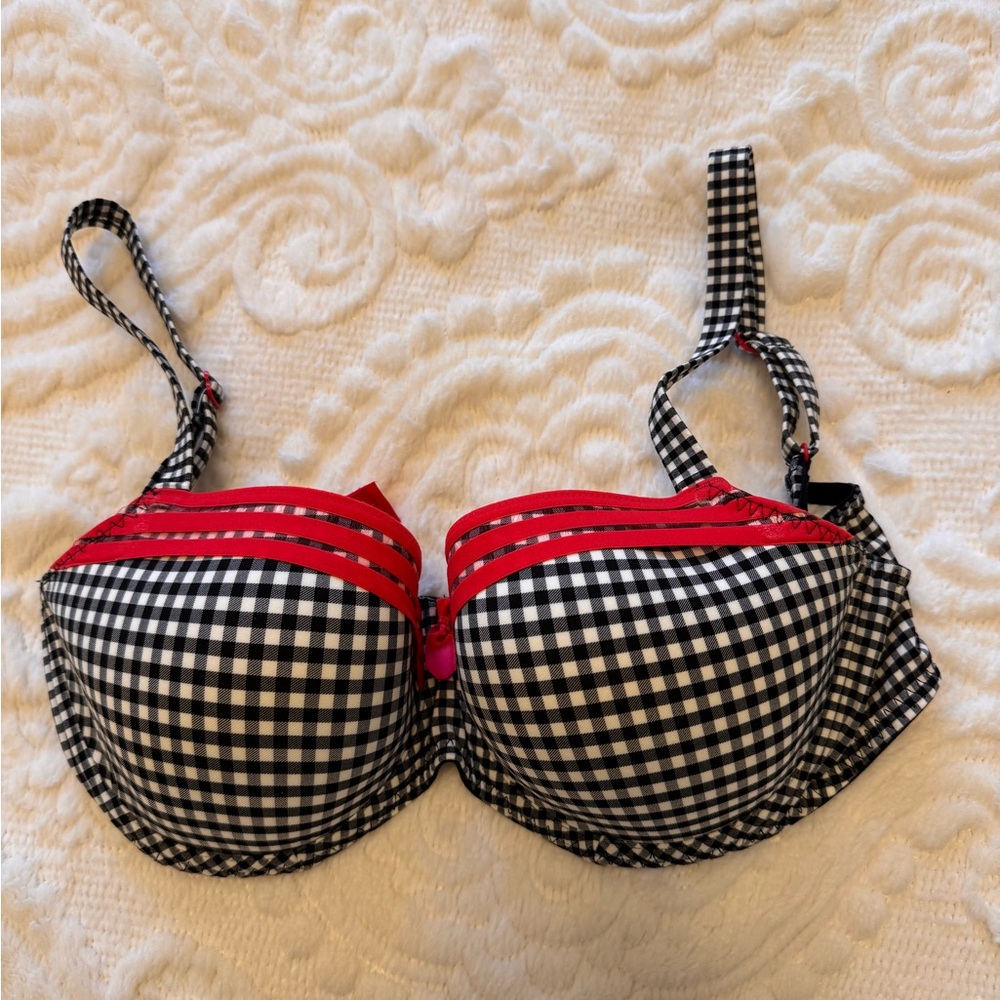 Gingham Bra with Red Trim